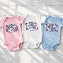 Load image into Gallery viewer, Personalized Floral Print Baby Onesie Custom Name Gift for Kids