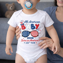 Load image into Gallery viewer, Personalized Baby Onesie USA Flag Patriotic Gift for Kids