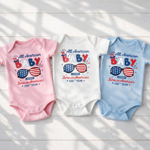 Load image into Gallery viewer, Personalized Baby Onesie USA Flag Patriotic Gift for Kids