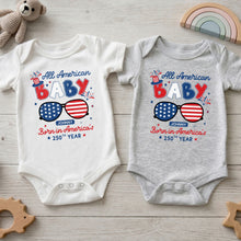 Load image into Gallery viewer, Personalized Baby Onesie USA Flag Patriotic Gift for Kids