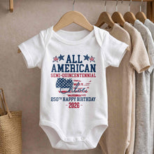 Load image into Gallery viewer, Personalized Baby Onesie USA Flag Custom Name 4th of July Gift