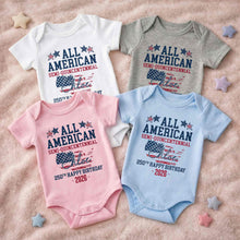 Load image into Gallery viewer, Personalized Baby Onesie USA Flag Custom Name 4th of July Gift