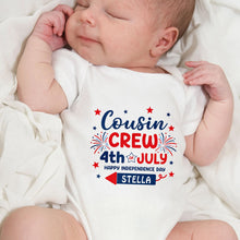 Load image into Gallery viewer, Personalized Cousin Crew Baby Onesie Custom Name 4th of July Gift