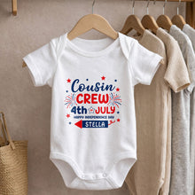 Load image into Gallery viewer, Personalized Cousin Crew Baby Onesie Custom Name 4th of July Gift
