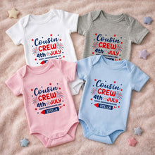 Load image into Gallery viewer, Personalized Cousin Crew Baby Onesie Custom Name 4th of July Gift