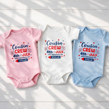 Load image into Gallery viewer, Personalized Cousin Crew Baby Onesie Custom Name 4th of July Gift