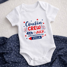 Load image into Gallery viewer, Personalized Cousin Crew Baby Onesie Custom Name 4th of July Gift