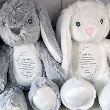 Load image into Gallery viewer, Personalized Stuffed Bunny Custom Name Floral Wreath Gift for Kids