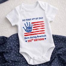 Load image into Gallery viewer, Personalized Baby Onesie 4th of July Handprint Gift Idea