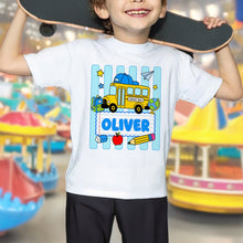 Load image into Gallery viewer, Personalized Youth T-Shirt with School Bus Design for Kids