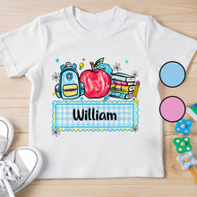 Load image into Gallery viewer, Personalized Kids T-Shirt Apple Backpack Design Custom Name Gift