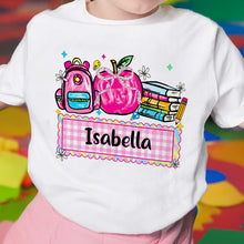 Load image into Gallery viewer, Personalized Kids T-Shirt Apple Backpack Design Custom Name Gift