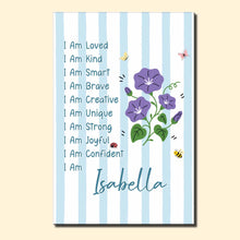 Load image into Gallery viewer, Personalized Affirmation Poster with Birth Month Flowers for Kids