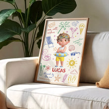 Load image into Gallery viewer, Personalized Coastal Kids Art Custom Name Vertical Poster