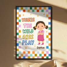 Load image into Gallery viewer, Personalized Kids Custom Vertical Poster Checkered Colorful Art