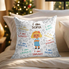 Load image into Gallery viewer, Personalized Kids Affirmation Pillow Custom Name Gift Decorative
