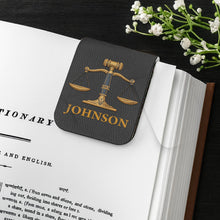 Load image into Gallery viewer, Personalized Leather Bookmark with Gavel and Justice Scales