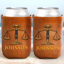 Load image into Gallery viewer, Personalized Leather Can Cooler Custom Name Gift for Lawyer