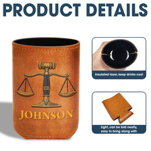 Load image into Gallery viewer, Personalized Leather Can Cooler Custom Name Gift for Lawyer