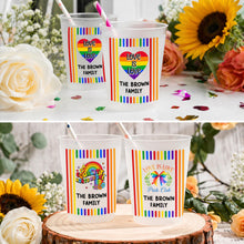 Load image into Gallery viewer, Personalized Rainbow Stripes Frosted Cups Gift for Pride Month
