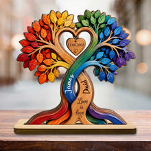 Load image into Gallery viewer, Personalized Love Is Love Rainbow Wood Plaque Custom Gift for Couples