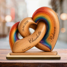 Load image into Gallery viewer, Personalized Intertwined Hearts Wood Plaque Custom Name LGBT Gift