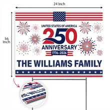 Load image into Gallery viewer, Personalized Family Name 250th Anniversary Yard Sign USA Gift