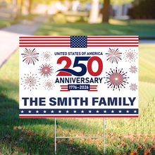 Load image into Gallery viewer, Personalized Family Name 250th Anniversary Yard Sign USA Gift