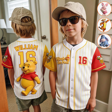 Load image into Gallery viewer, Personalized Winnie the Pooh Baseball Jersey for Kids - Custom Name Gift for Movie Fans