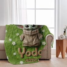 Load image into Gallery viewer, Personalized Baby Yoda Blanket Custom Name Gift for Movie Fans
