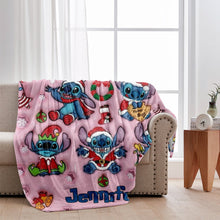 Load image into Gallery viewer, Personalized Christmas Blanket with Cute Stitch Design for Kids - Family Holiday Gift