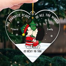 Load image into Gallery viewer, Personalized Heart Shaped Acrylic Ornament for Couples - Custom Christmas Gift