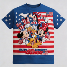 Load image into Gallery viewer, Personalized 250th Anniversary USA Shirt with Disney Characters - Gift for Movie Fans & Families