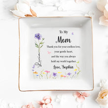 Load image into Gallery viewer, Personalized Jewelry Dish for Mom Birth Month Flower Gift