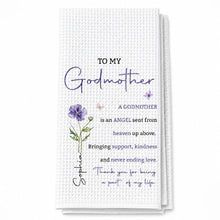 Load image into Gallery viewer, Personalized Kitchen Towel Gift for Godmother with Birth Flower