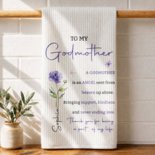 Load image into Gallery viewer, Personalized Kitchen Towel Gift for Godmother with Birth Flower