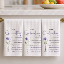 Load image into Gallery viewer, Personalized Kitchen Towel Gift for Godmother with Birth Flower