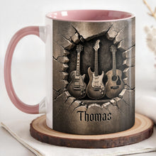 Load image into Gallery viewer, Personalized Custom Accent Mug with Guitar Design Gift for Music Lovers