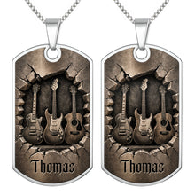 Load image into Gallery viewer, Personalized Music Dog Tag Necklace Custom Name Gift for Him