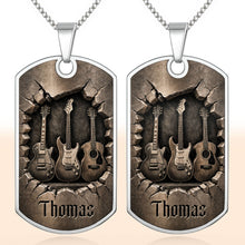 Load image into Gallery viewer, Personalized Music Dog Tag Necklace Custom Name Gift for Him
