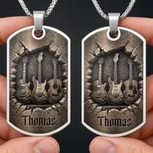 Load image into Gallery viewer, Personalized Music Dog Tag Necklace Custom Name Gift for Him