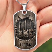 Load image into Gallery viewer, Personalized Music Dog Tag Necklace Custom Name Gift for Him