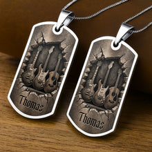 Load image into Gallery viewer, Personalized Music Dog Tag Necklace Custom Name Gift for Him