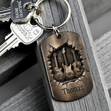 Load image into Gallery viewer, Personalized Stainless Steel Keychain Custom Music Gift for Dad