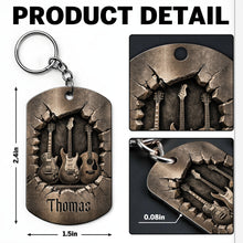 Load image into Gallery viewer, Personalized Stainless Steel Keychain Custom Music Gift for Dad