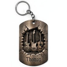 Load image into Gallery viewer, Personalized Stainless Steel Keychain Custom Music Gift for Dad