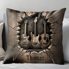Load image into Gallery viewer, Personalized Guitar Lover Pillow Custom Name 3D Stone Effect Gift