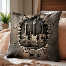 Load image into Gallery viewer, Personalized Guitar Lover Pillow Custom Name 3D Stone Effect Gift