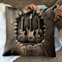 Load image into Gallery viewer, Personalized Guitar Lover Pillow Custom Name 3D Stone Effect Gift