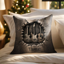 Load image into Gallery viewer, Personalized Guitar Lover Pillow Custom Name 3D Stone Effect Gift